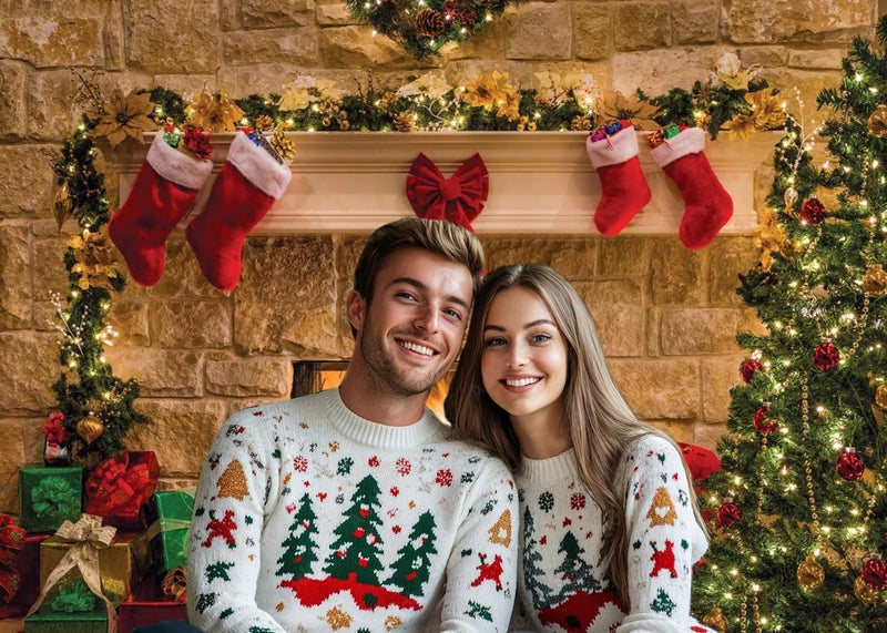 CHAIYA 7x5ft Christmas Photography Backdrops Christmas Fireplace Theme Backdrop Xmas Party Supplies Photo Background - Image 2